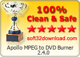 Apollo MPEG to DVD Burner 2.4.0 Clean & Safe award